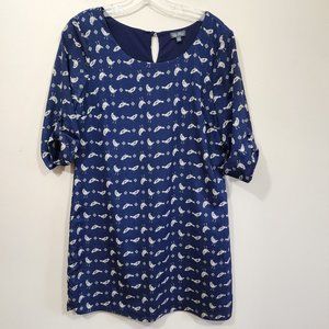 Lily Rose bird print 3/4 tab sleeve fully lined shirt dress woman's size medium
